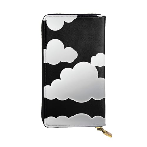 GGNKDL Blauer Himmel und weiße Wolken, lange Damen-Geldbörse aus Leder, große Kapazität, Kreditkarten-Reißverschlusstasche von GGNKDL