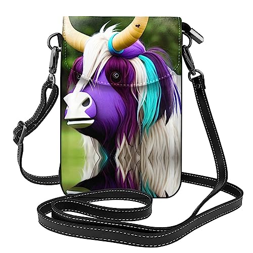 GGNKDL Bunte Umhängetasche mit Kuhkopf-Druck, Handytasche, kleine Damengeldbörse, ein praktisches Geschenk zum Ausgehen, Trainieren und Einkaufen von GGNKDL