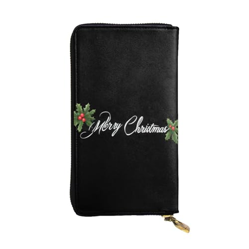 GGNKDL Damen-Geldbörse mit Aufschrift "Merry Christmas", Leder, lang, große Kapazität, Kreditkarten-Reißverschlusstasche von GGNKDL