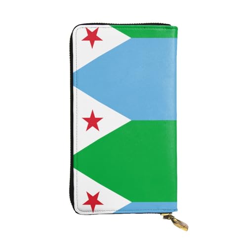 GGNKDL Damen-Geldbörse mit Flagge von Dschibuti, Leder, lang, große Kapazität, Kreditkarten-Reißverschlusstasche von GGNKDL
