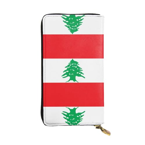GGNKDL Damen-Geldbörse mit Libanon-Flagge, Leder, lang, große Kapazität, Kreditkarten-Reißverschlusstasche von GGNKDL