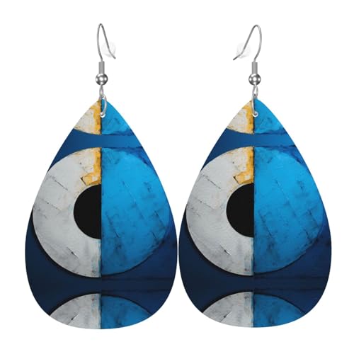 GGNKDL Draufsicht auf die Spiraldrucke, Wassertropfen-Anhänger und Leder-Ohrringe, geeignet als Feiertags-Geburtstagsgeschenk für Frauen von GGNKDL