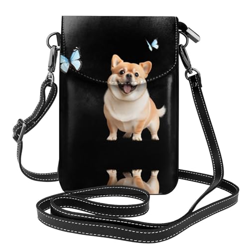 GGNKDL Fat Dog and Little Butterfly Printing Crossbody Bag Mobile Phone Bag Women Small Wallet A Practical Gift Suitable for going out, exercising, and shopping von GGNKDL