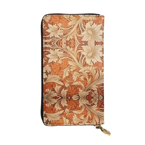 GGNKDL Gelbes Blatt-Druck, lange Damen-Geldbörse, Leder, große Kapazität, Kreditkarten-Reißverschlusstasche von GGNKDL