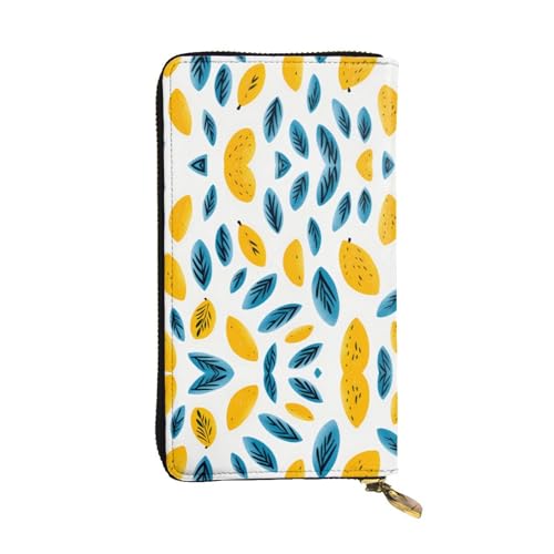 GGNKDL Gelbes Mango-Muster, lange Damen-Geldbörse, Leder, große Kapazität, Kreditkarten-Reißverschlusstasche von GGNKDL