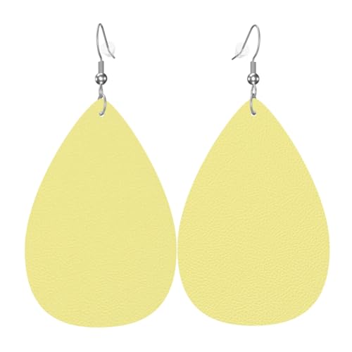 GGNKDL Gelblich-weiße Drucke, Wassertropfen-Anhänger und Leder-Ohrringe, geeignet als Feiertags-Geburtstagsgeschenk für Frauen von GGNKDL