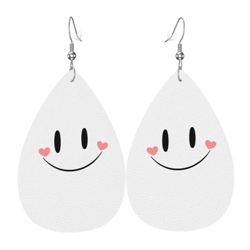 GGNKDL Jeden Tag lächeln lassen. Druckt Wassertropfen-Anhänger und Leder-Ohrringe, geeignet als Feiertags-, Geburtstagsgeschenke für Frauen von GGNKDL