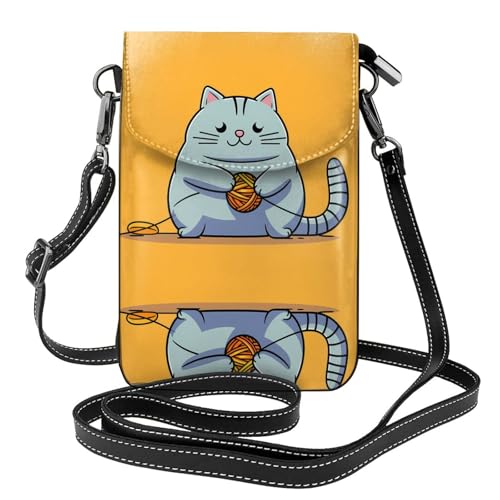 GGNKDL Katze spielt mit Ball of String Druck Crossbody Tasche, Handytasche, Damen kleine Geldbörse, ein praktisches Geschenk geeignet zum Ausgehen, Trainieren und Einkaufen von GGNKDL