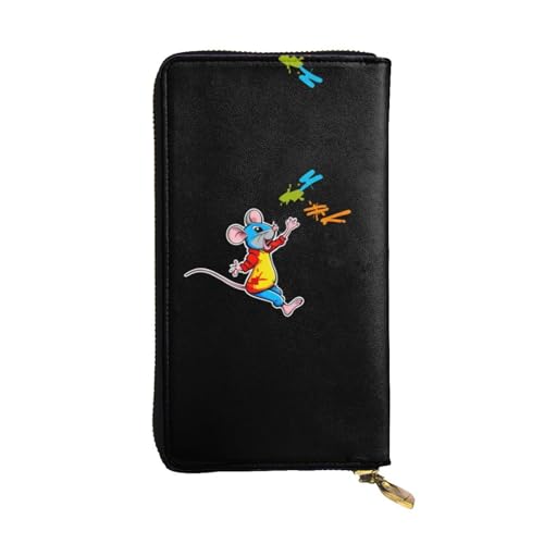 GGNKDL Lange Damen-Geldbörse aus Leder mit Graffitied Ratten-Druck, großes Fassungsvermögen, Kreditkarten-Reißverschlusstasche von GGNKDL