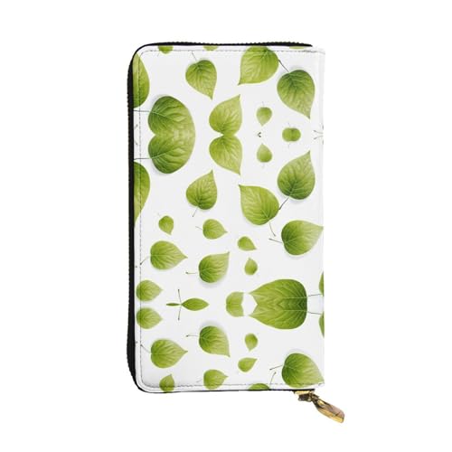 GGNKDL Lange Damen-Geldbörse aus Leder mit frischem Blatt-Aufdruck, großes Fassungsvermögen, Kreditkarten-Reißverschlusstasche von GGNKDL