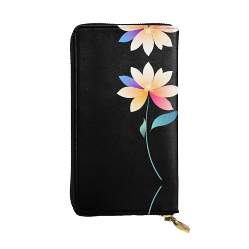 GGNKDL Lange Damen-Geldbörse aus Leder mit hellem Blumendruck, großes Fassungsvermögen, Kreditkarten-Reißverschlusstasche von GGNKDL