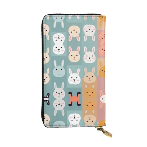 GGNKDL Lange Damen-Geldbörse aus Leder mit verschiedenen Kaninchen-Aufdrucken, großes Fassungsvermögen, Kreditkarten-Reißverschlusstasche von GGNKDL