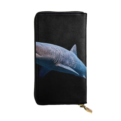 GGNKDL Lange Damen-Geldbörse mit Hai-Motiv, Leder, große Kapazität, Kreditkarten-Reißverschlusstasche von GGNKDL