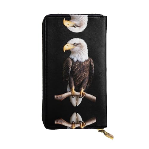 GGNKDL Lange Damen-Geldbörse mit Seeadler-Aufdruck, Leder, großes Fassungsvermögen, Kreditkarten-Reißverschlusstasche von GGNKDL