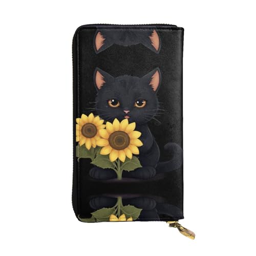GGNKDL Lange Damen-Geldbörse mit Sonnenblumen-Motiv, Leder, große Kapazität, Kreditkarten-Reißverschlusstasche von GGNKDL