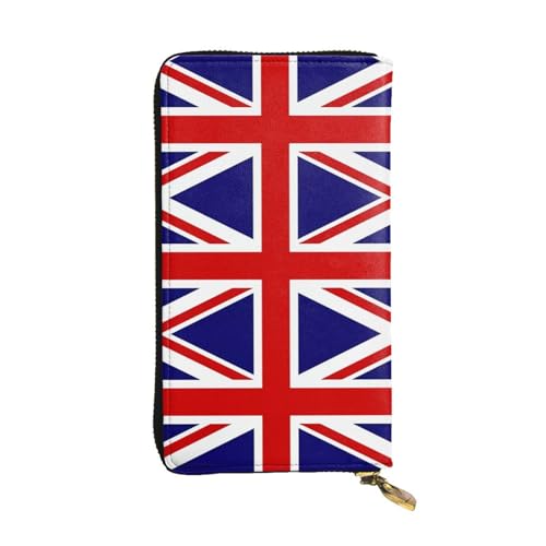GGNKDL Lange Damen-Geldbörse mit britischer Flagge, Leder, großes Fassungsvermögen, Kreditkarten-Reißverschlusstasche von GGNKDL