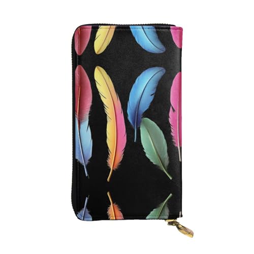 GGNKDL Lange Damen-Geldbörse mit tropischen Papageienfedern, aus Leder, großes Fassungsvermögen, Kreditkarten-Reißverschlusstasche von GGNKDL