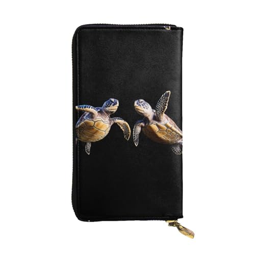 GGNKDL Lange Damen-Geldbörse mit tropischer Schildkröte, Leder, große Kapazität, Kreditkarten-Reißverschlusstasche von GGNKDL