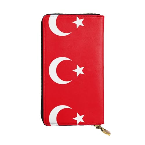 GGNKDL Lange Geldbörse aus Leder, Motiv: Flagge der Türkei, großes Fassungsvermögen, Kreditkarten-Reißverschlusstasche von GGNKDL