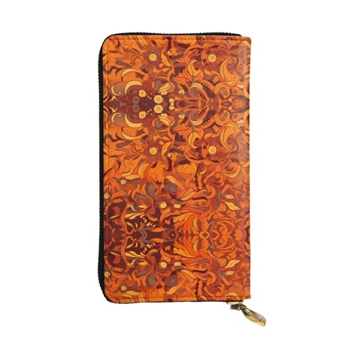 GGNKDL Lange Geldbörse aus Leder mit Vintage-Linien-Druck, großes Fassungsvermögen, Kreditkarten-Reißverschlusstasche von GGNKDL