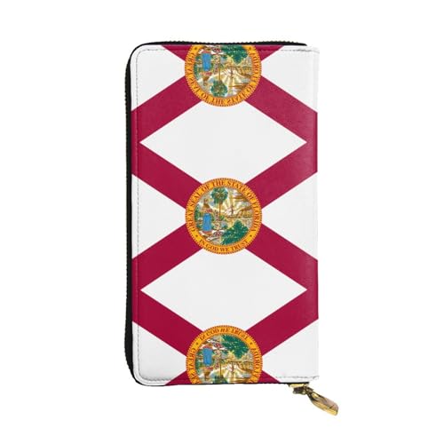 GGNKDL Lange Geldbörse aus Leder mit florida-Flaggen-Motiv, großes Fassungsvermögen, Kreditkarten-Reißverschlusstasche von GGNKDL