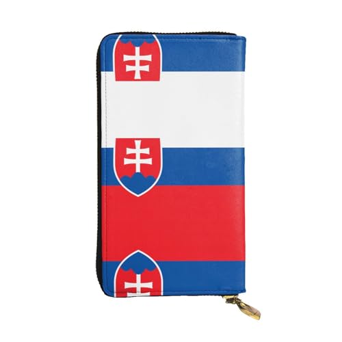 GGNKDL Langes Portemonnaie aus Leder, Motiv: Flagge der Slowakei, großes Fassungsvermögen, Kreditkarten-Reißverschlusstasche von GGNKDL