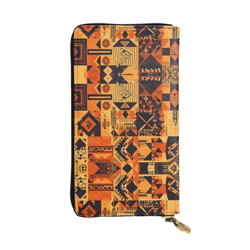 GGNKDL Langes Portemonnaie aus Leder im afrikanischen Stil, Patchwork-Druck, große Kapazität, Kreditkarten-Reißverschlusstasche von GGNKDL