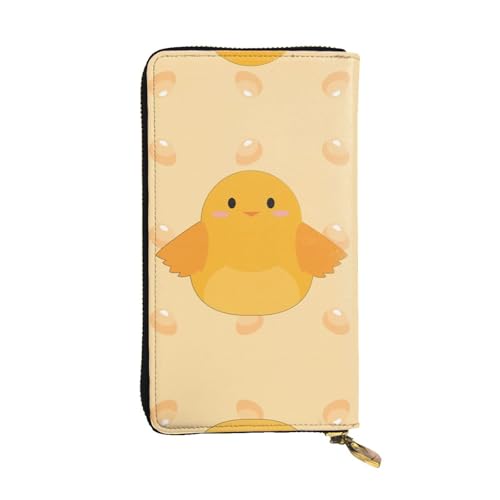 GGNKDL Langes Portemonnaie aus Leder mit Cartoon-Küken-Aufdruck, großes Fassungsvermögen, Kreditkarten-Reißverschlusstasche von GGNKDL