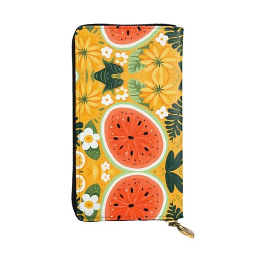 GGNKDL Langes Portemonnaie aus Leder mit Obst-Hintergrund, Illustrationsdruck, großes Fassungsvermögen, Kreditkarten-Reißverschlusstasche von GGNKDL