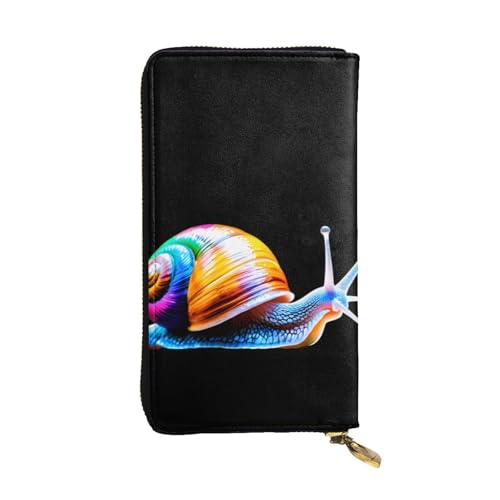 GGNKDL Langes Portemonnaie aus Leder mit buntem Schnecken-Aufdruck, großes Fassungsvermögen, Kreditkarten-Reißverschlusstasche von GGNKDL