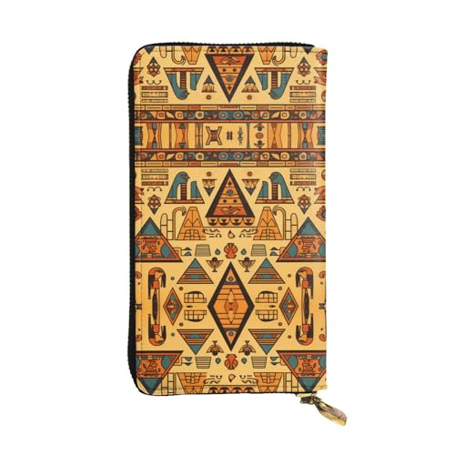 GGNKDL Langes Portemonnaie aus Leder mit dreieckigem Baumuster-Druck, großes Fassungsvermögen, Kreditkarten-Reißverschlusstasche von GGNKDL