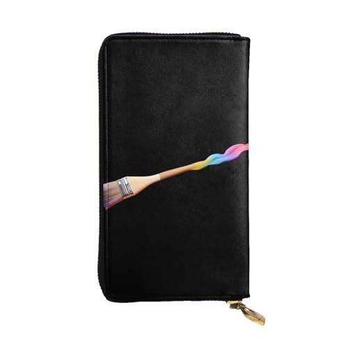 GGNKDL Langes Portemonnaie aus Leder mit farbigen Pinseln, großes Fassungsvermögen, Kreditkarten-Reißverschlusstasche von GGNKDL