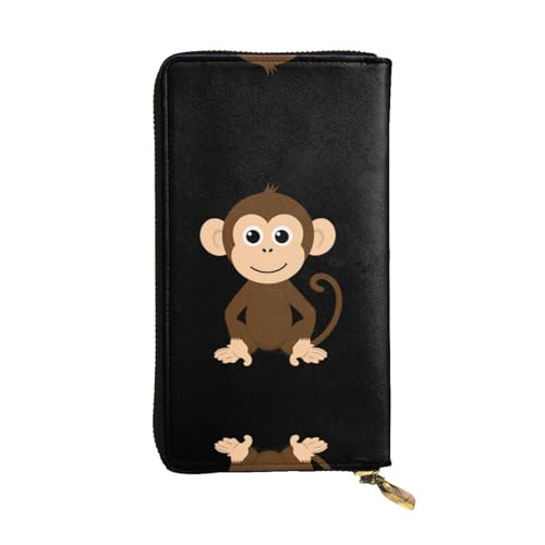 GGNKDL Langes Portemonnaie aus Leder mit frechem Affen-Aufdruck, großes Fassungsvermögen, Kreditkarten-Reißverschlusstasche von GGNKDL