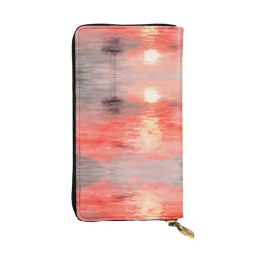 GGNKDL Langes Portemonnaie mit Aquarell-Kreuzfahrt-Druck, Leder, große Kapazität, Kreditkarten-Reißverschlusstasche von GGNKDL