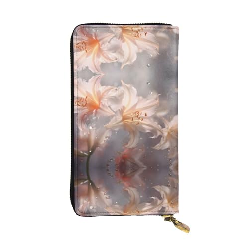 GGNKDL Lebendiger Zinnoberdruck, lange Damen-Geldbörse, Leder, großes Fassungsvermögen, Kreditkarten-Reißverschlusstasche von GGNKDL