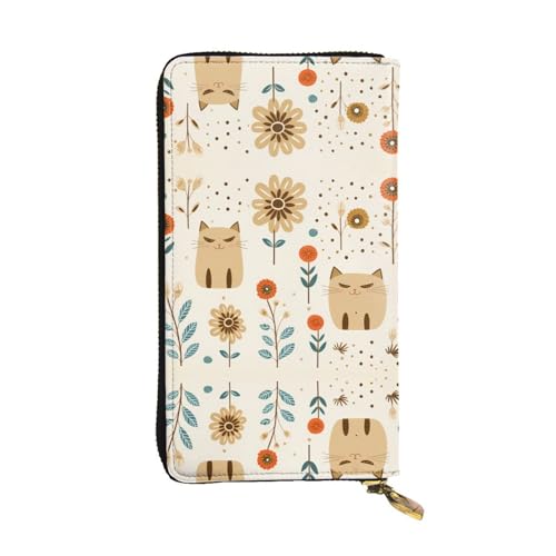 GGNKDL Lustiger Katzendruck Damen Leder lange Handtasche große Kapazität Kreditkarte Reißverschluss Tasche von GGNKDL