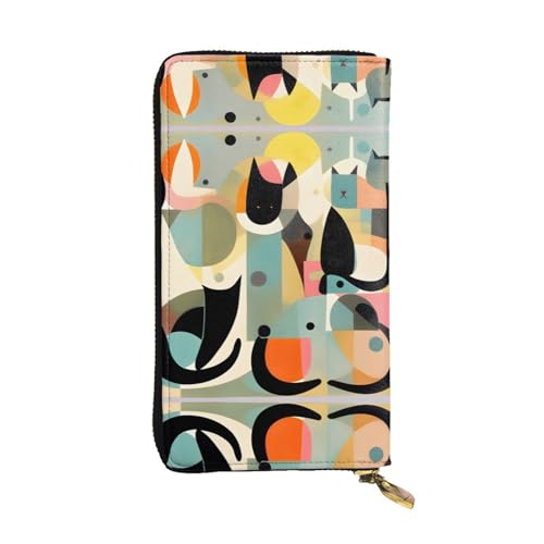 GGNKDL Mid-Century Moderne Kunst Katze Druck Damen Leder Lange Handheld-Geldbörse Große Kapazität Kreditkarte Reißverschluss Tasche GGNKDL Mid-Century Moderne Kunst Katze Druck Damen Leder Lange Handheld-Geldbörse Große Kapazität Kreditkarte Reißverschluss Tasche von GGNKDL
