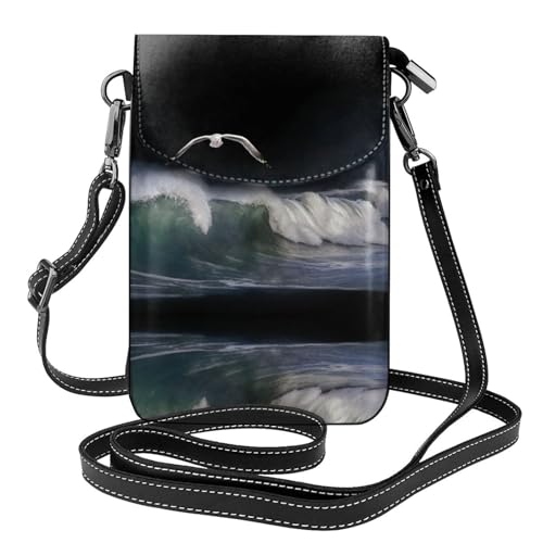 GGNKDL Möwen und Wellen Druck Crossbody Tasche, Handytasche, Damen kleine Geldbörse, ein praktisches Geschenk geeignet zum Ausgehen, Trainieren und Einkaufen von GGNKDL