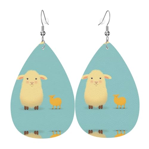 GGNKDL Ohrringe mit zwei Tiermotiven, Wassertropfen-Anhänger und Leder-Ohrringe, geeignet als Feiertags-, Geburtstagsgeschenke für Frauen von GGNKDL