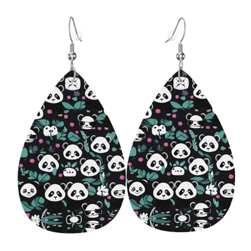 GGNKDL Panda-Ohrringe mit süßem Gesicht, Wassertropfen-Anhänger und Leder-Ohrringe, geeignet als Feiertagsgeschenk für Frauen von GGNKDL