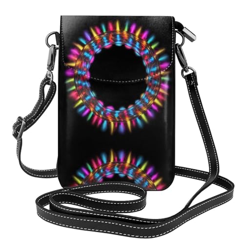 GGNKDL Psychedelic Neon Circle Printing Crossbody Bag Handytasche Damen Kleine Geldbörse Ein praktisches Geschenk geeignet zum Ausgehen, Trainieren und Einkaufen von GGNKDL