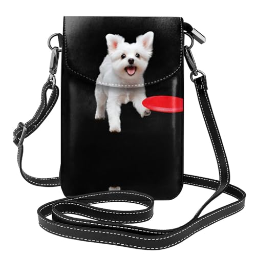 GGNKDL Puppy playing with frisbee printing Crossbody bag, mobile phone bag, women's small wallet, a practical gift suitable for going out, exercising, and shopping von GGNKDL