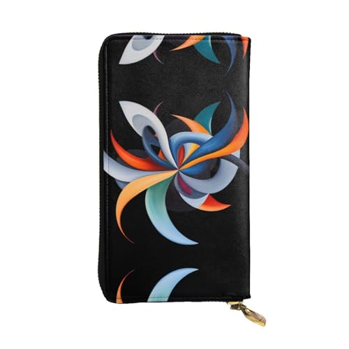 GGNKDL Rotierende bunte Windmühlen-Druck-Damen-Ledergeldbörse mit großem Fassungsvermögen, Kreditkarten-Reißverschlusstasche von GGNKDL