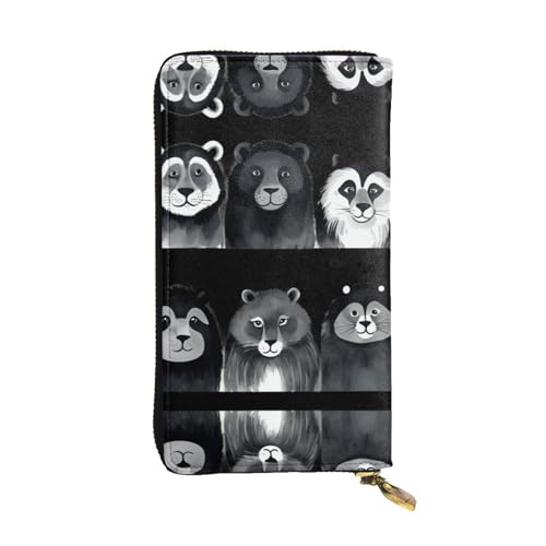 GGNKDL Sechs Tintenwaschtiere, lange Damen-Geldbörse aus Leder, große Kapazität, Kreditkarten-Reißverschlusstasche von GGNKDL