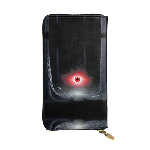 GGNKDL The Eye of Terror in the Forest Damen-Geldbörse aus Leder, lange Handtasche, großes Fassungsvermögen, Kreditkarten-Reißverschlusstasche von GGNKDL
