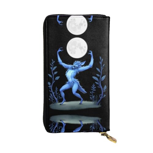 GGNKDL The devil steals the moon printing Damen Leder lange Handtasche große Kapazität Kreditkarte Reißverschluss Tasche von GGNKDL