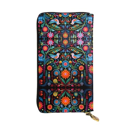 GGNKDL Traditioneller Musterdruck, lange Damen-Geldbörse aus Leder, großes Fassungsvermögen, Kreditkarten-Reißverschlusstasche von GGNKDL