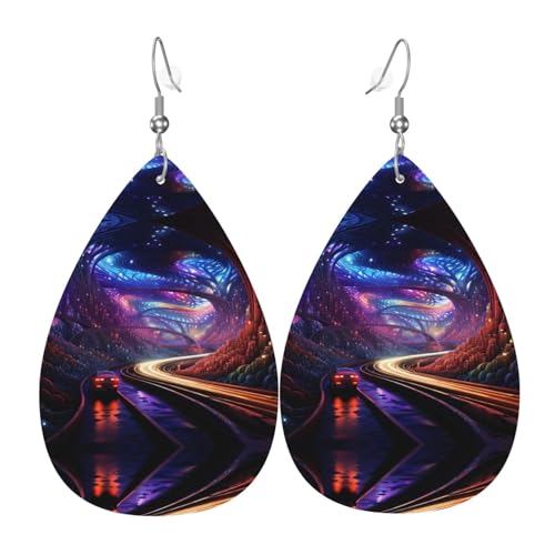 GGNKDL Underpasses Prints Wassertropfen-Anhänger Ohrringe und Leder-Ohrringe, geeignet als Feiertagsgeschenk für Frauen von GGNKDL