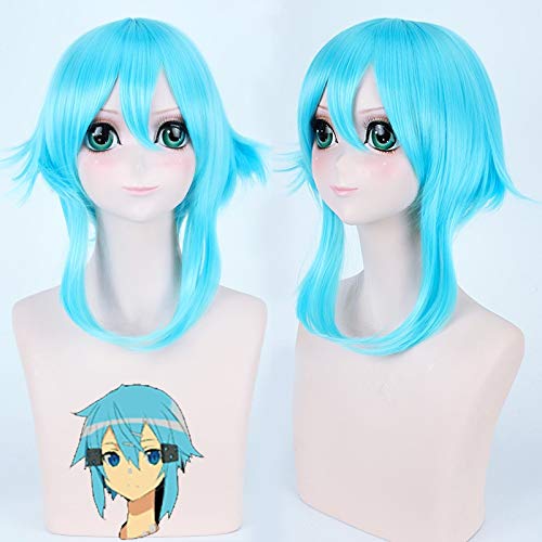 40cm kurze eisblaue Perücke Schwert Kunst Online Cosplay Perücke Sinon/Asada Shino Kostüm spielen Perücken Halloween Party Anime Spiel Haar PL-432 von GGOII