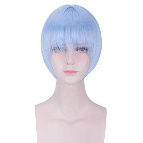 Anime Ayanami Rei Blau Kurze Perücke Cosplay Kostüm Eva Hitzebeständiges Kunsthaar Frauen Cosplay Perücken von GGOII